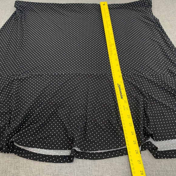 Brand New! Chaps Polka Dot Skirt 3X Pleated Elastic Waist Black White Stretchy - Picture 5 of 12